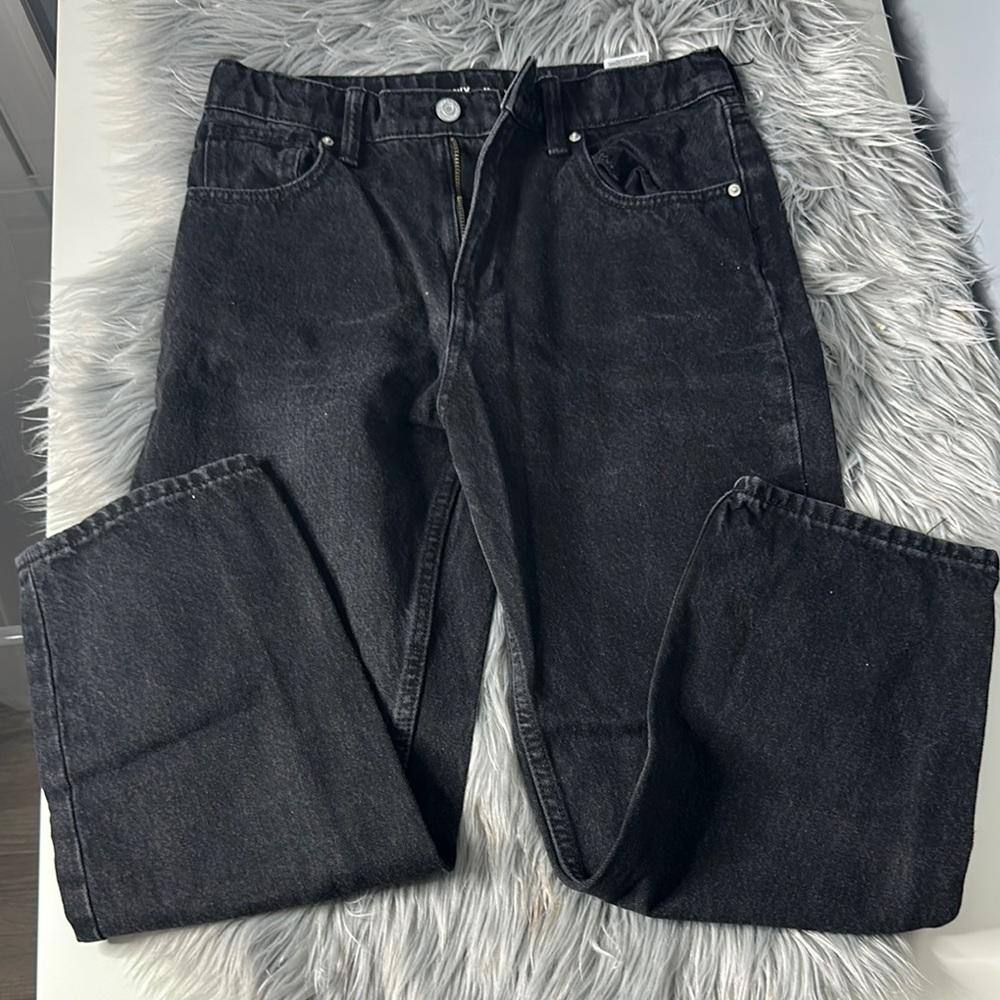 Old Navy Black Straight Jeans High Rise Slouchy Straight